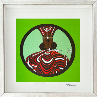 Print on Sateen and hand-embroidered, 30 x 30 cm 