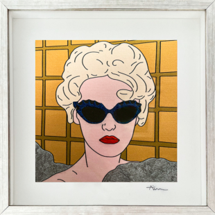 Print on Sateen and hand-embroidered, 30 x 30 cm 