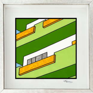 Print on Sateen and hand-embroidered, 30 x 30 cm 