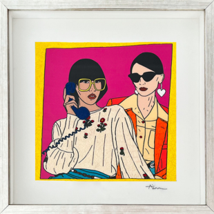 Print on Sateen and hand-embroidered, 30 x 30 cm 