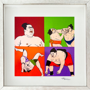 Print on Sateen and hand-embroidered, 30 x 30 cm 